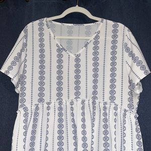 Blue and white babydoll top